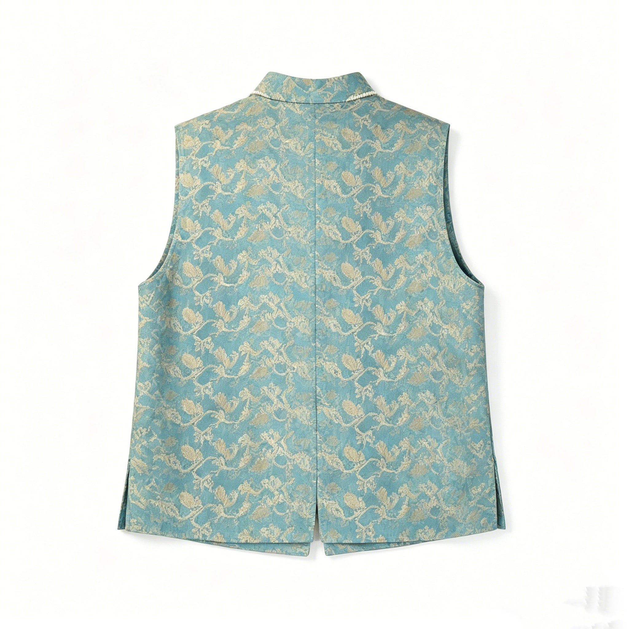 Round Neck Button-Front Stylish Shu Brocade Cheongsam Top