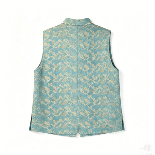 Round Neck Button-Front Stylish Shu Brocade Cheongsam Top