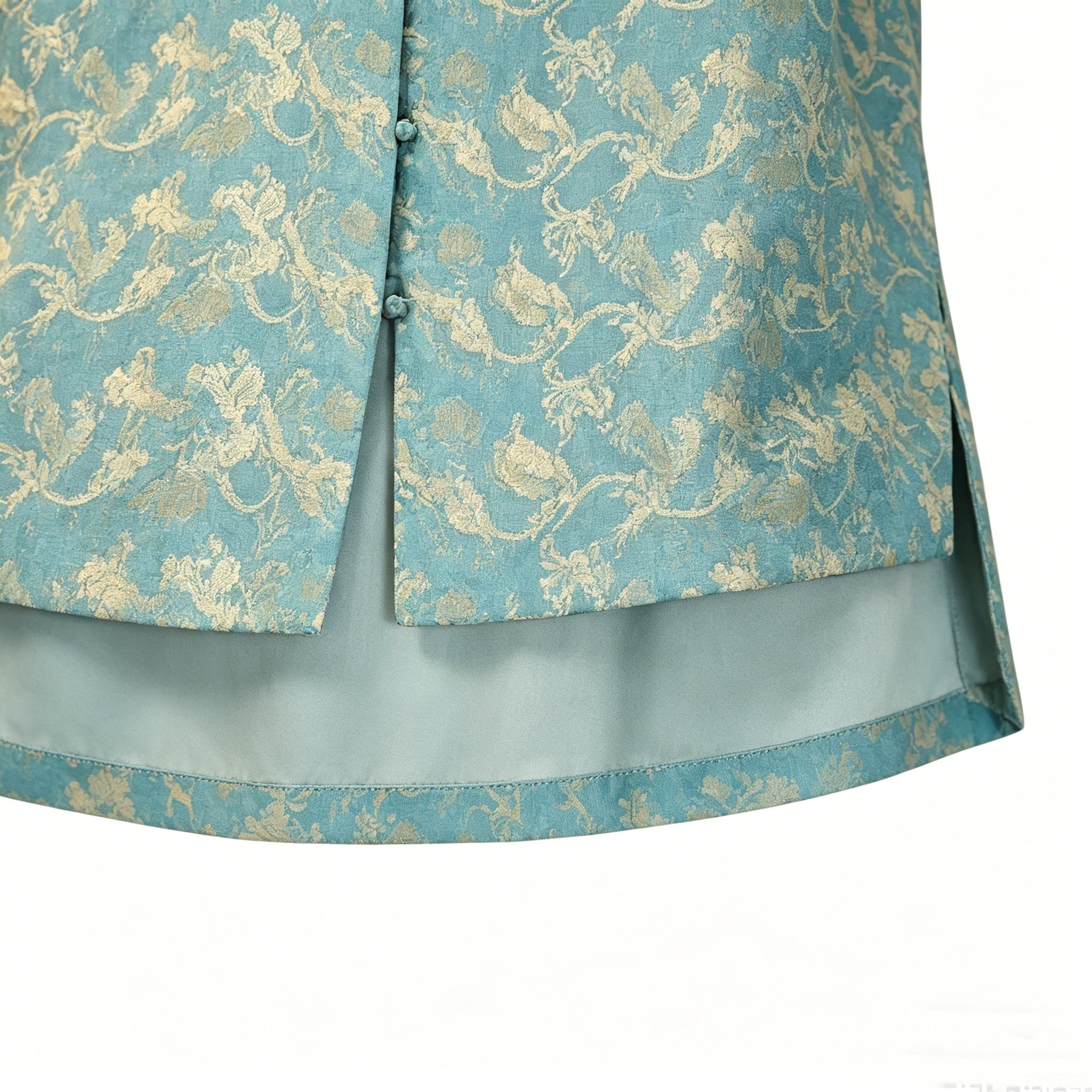 Round Neck Button-Front Stylish Shu Brocade Cheongsam Top