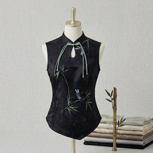 Bamboo Dragonfly Qipao Vest