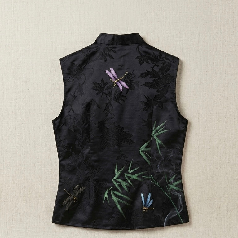 Bamboo Dragonfly Qipao Vest