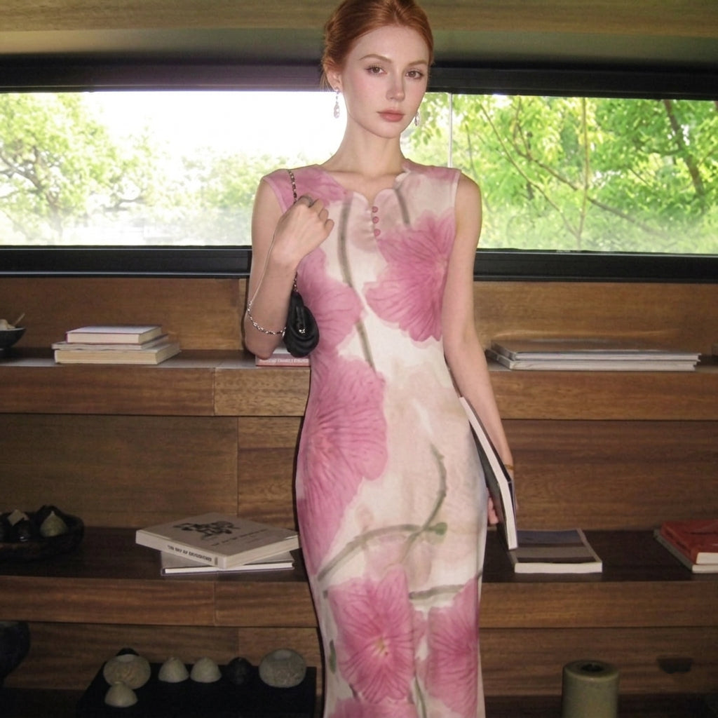 Misty flora cheongsam dress