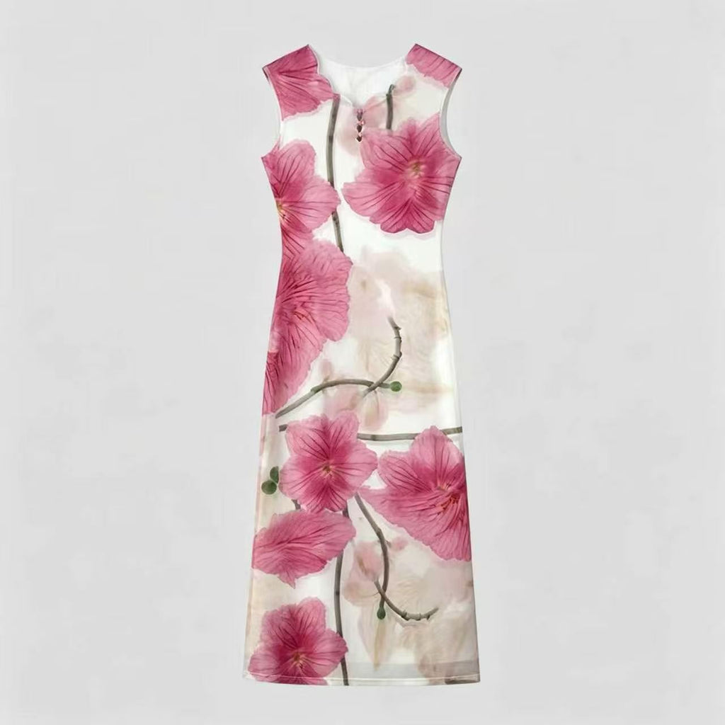 Misty flora cheongsam dress