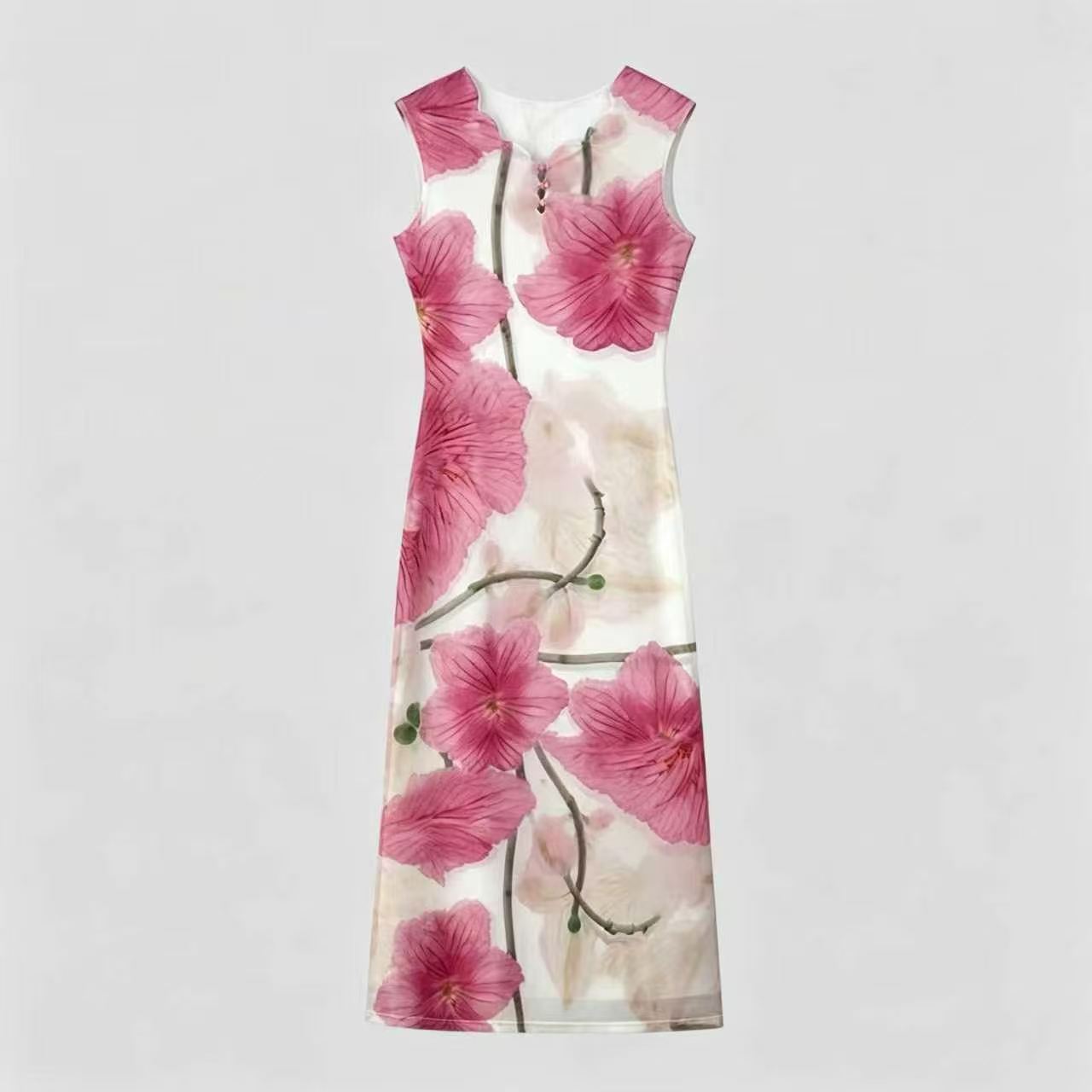 Misty flora cheongsam dress
