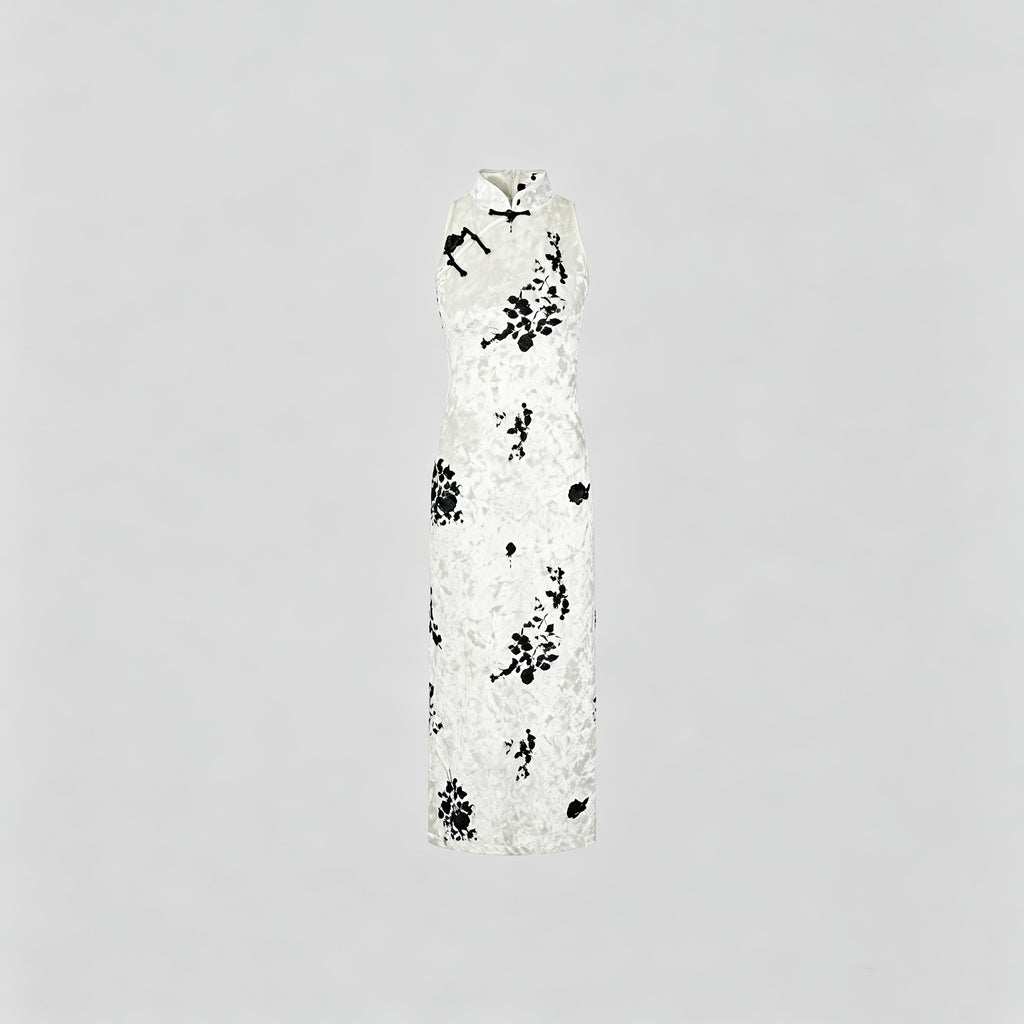 The Ink-Stained Velvet Cheongsam dress