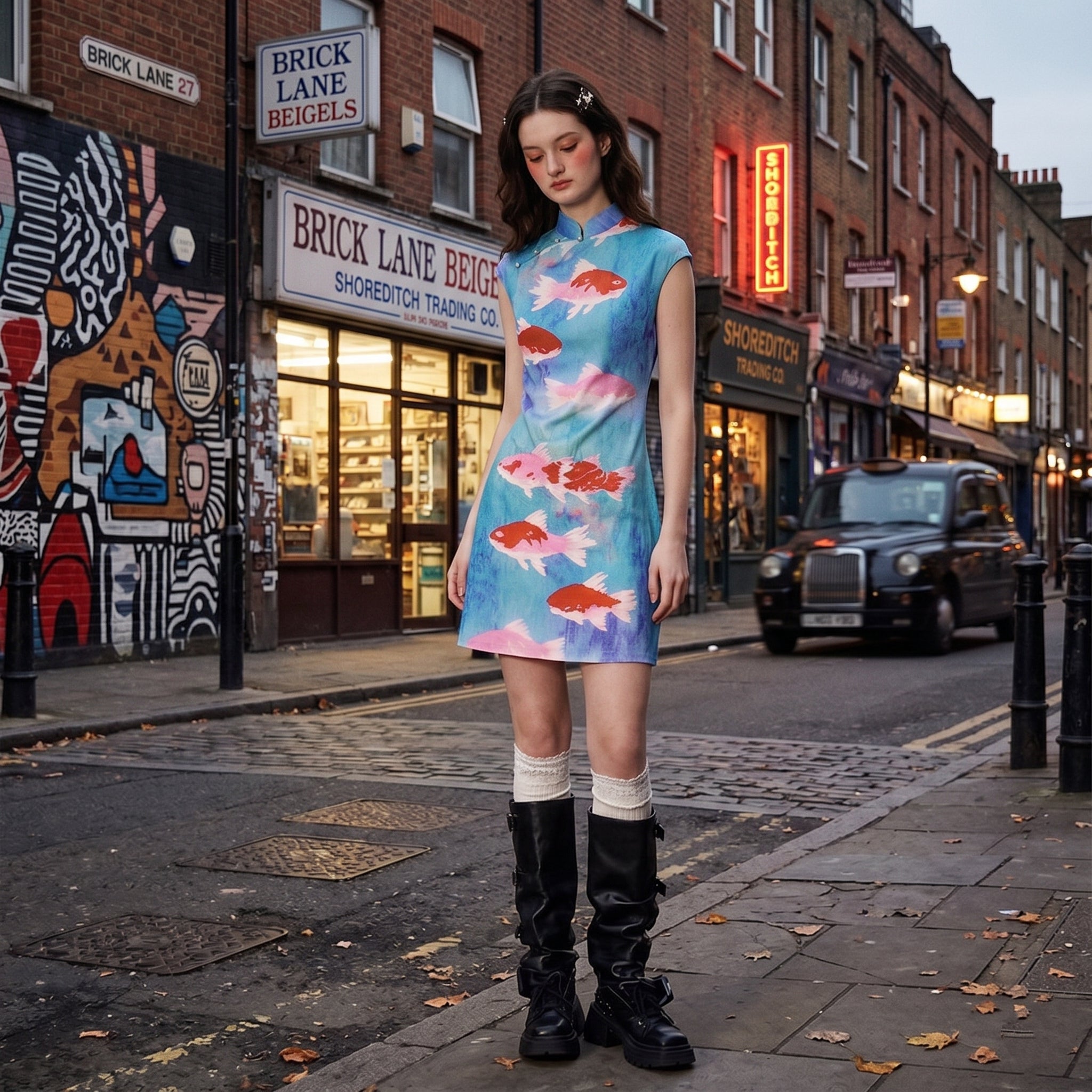 The koi ripple Cheongsam