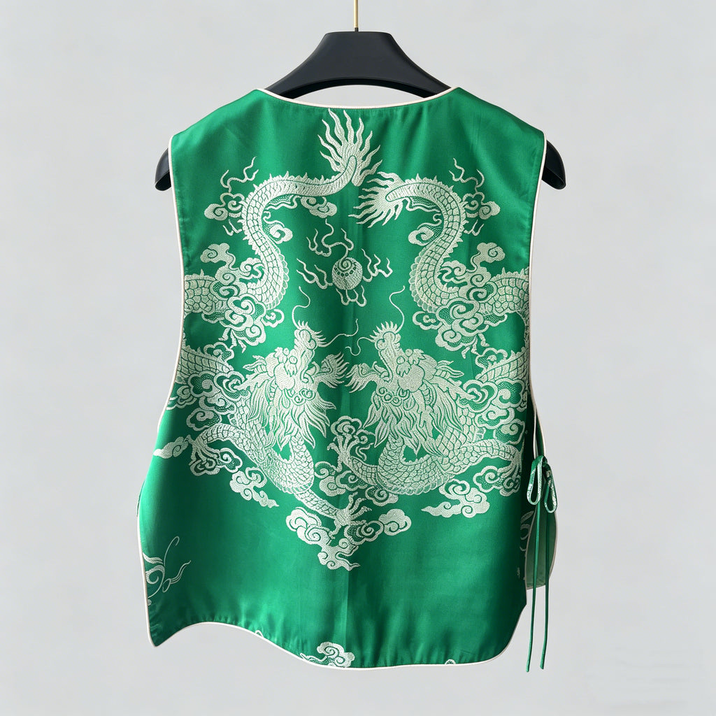 Vibrant Green Oriental  Vest Top