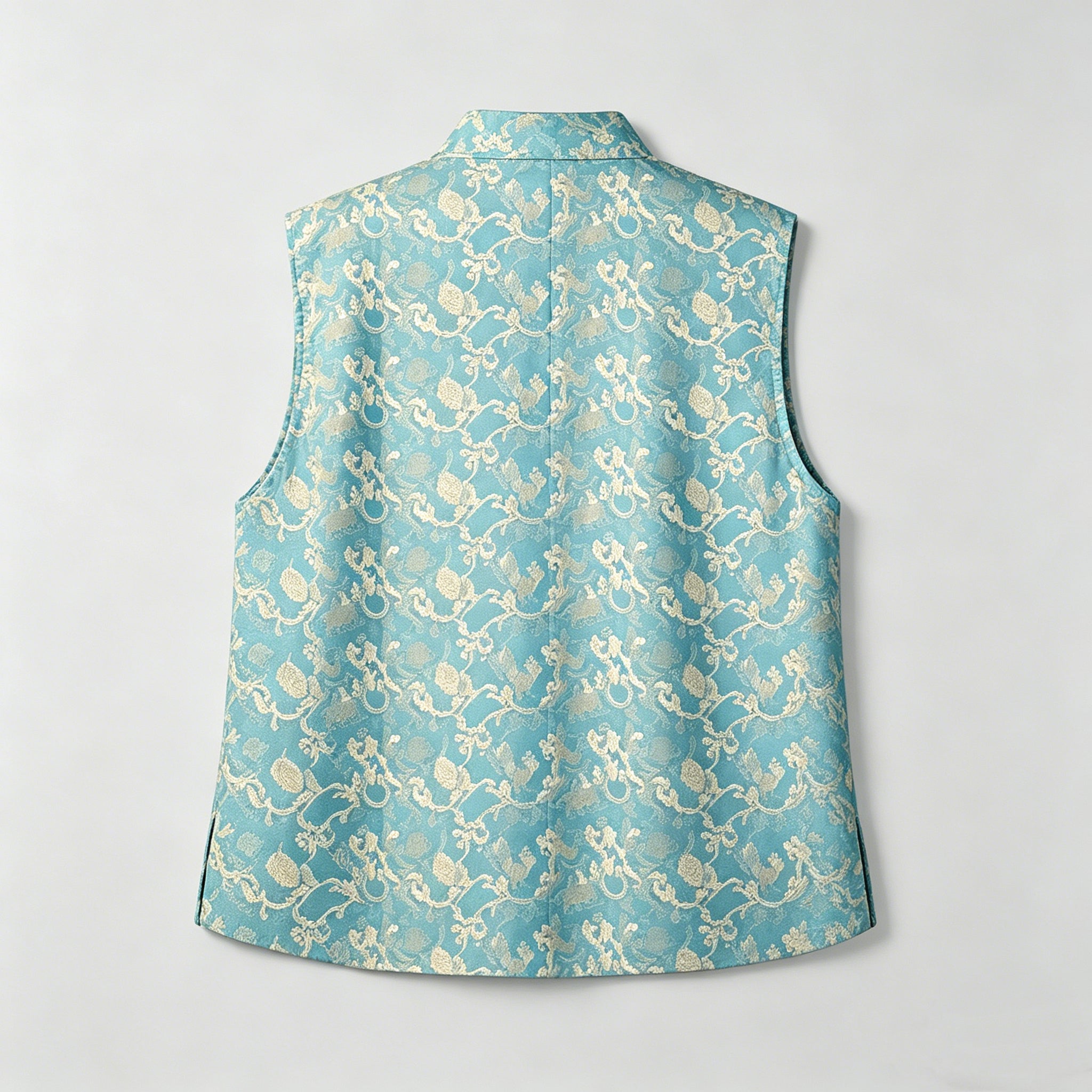 Sage Blue Brocade Vest Top