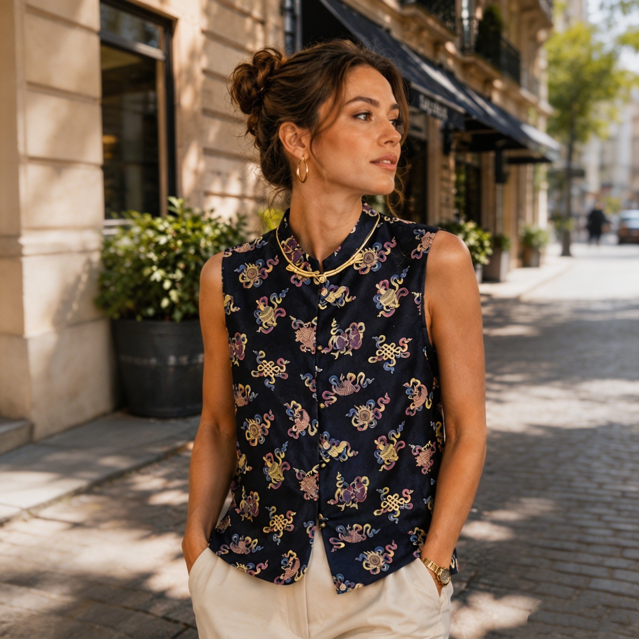 Vintage Ocean Blue Vest Top