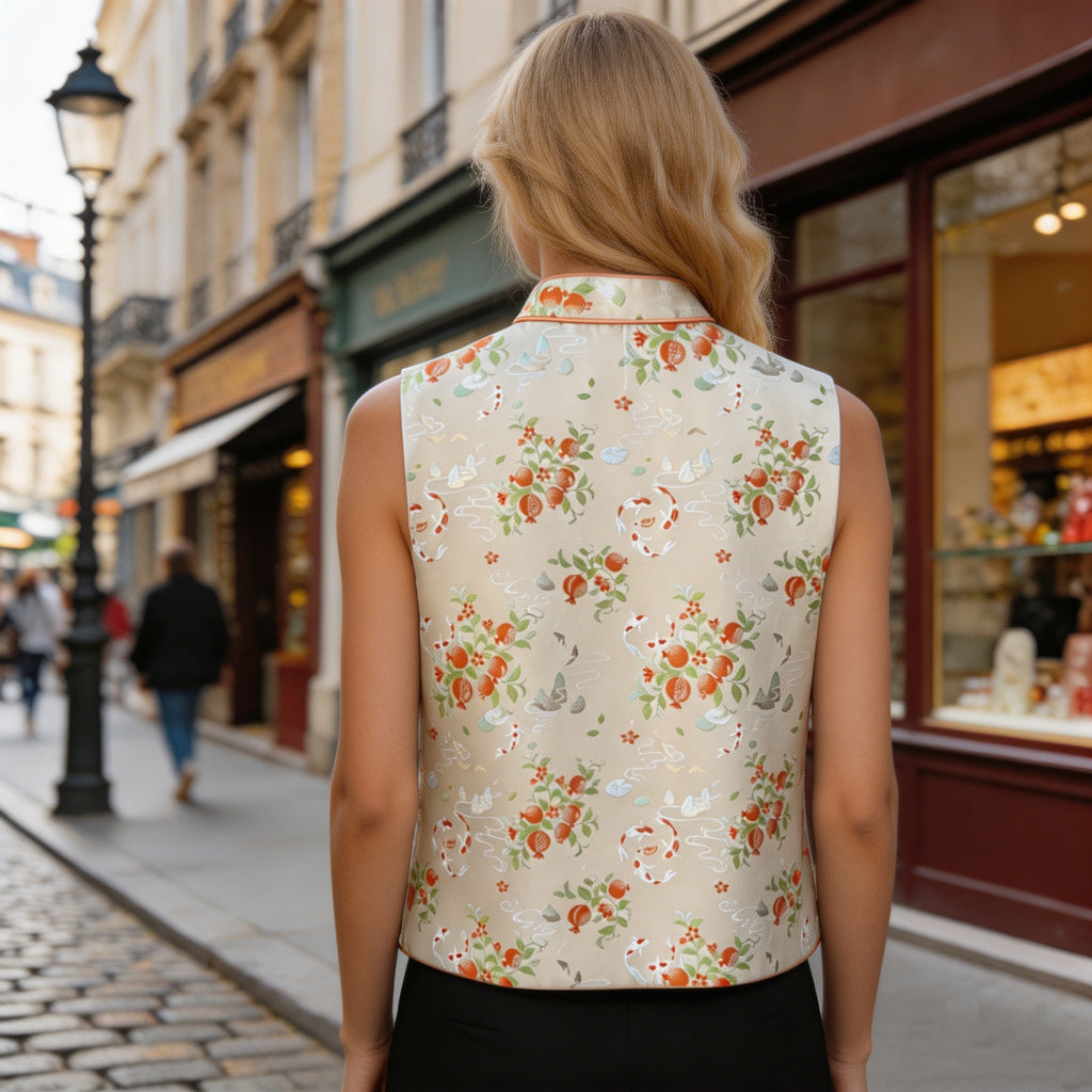 Beige Sleeveless Vest Top